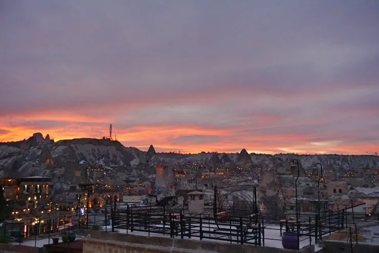 sunset view of goreme from artemis cave suites cappadocia